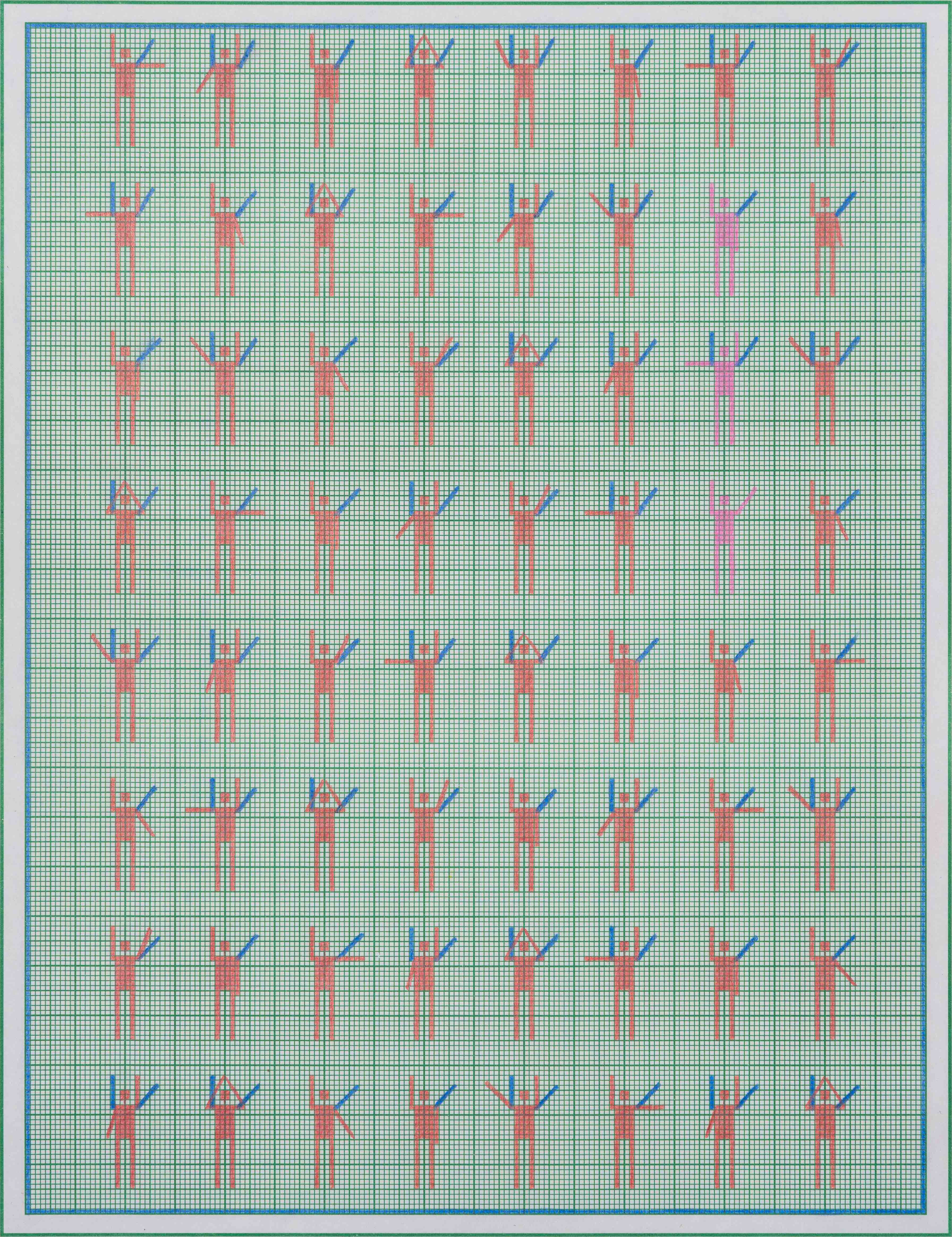 Koyal Raheja, pencil drawing on graph paper, contemporary